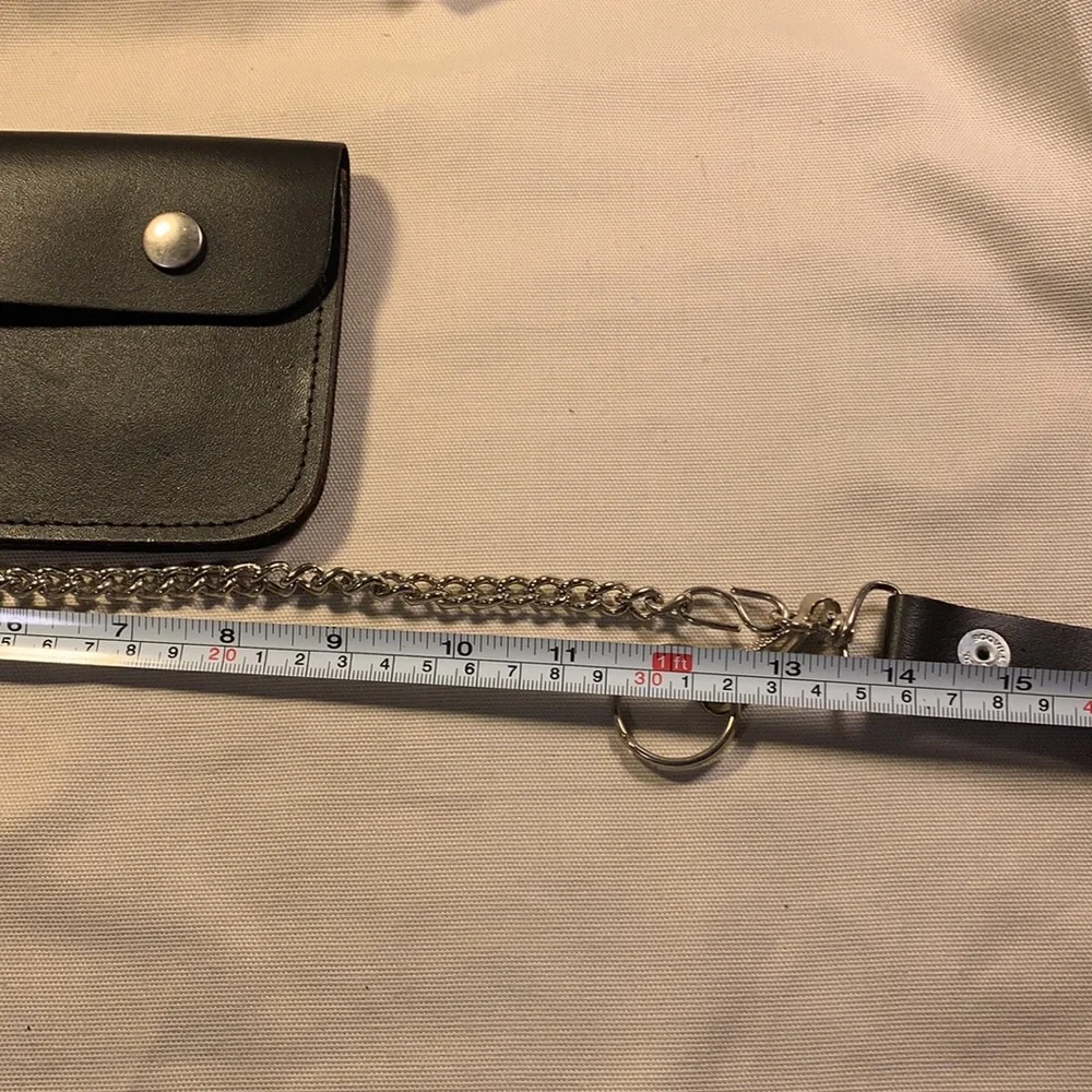 NWOT Leather large wallet on a chain, Motocycle